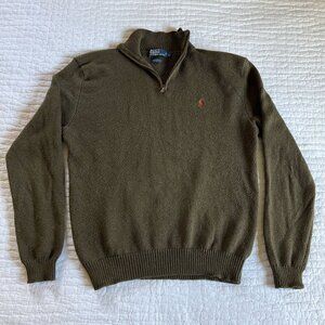 Polo Ralph Lauren 1/4 Sweater - Men's Large - Forest Green - Classic Fall Prep